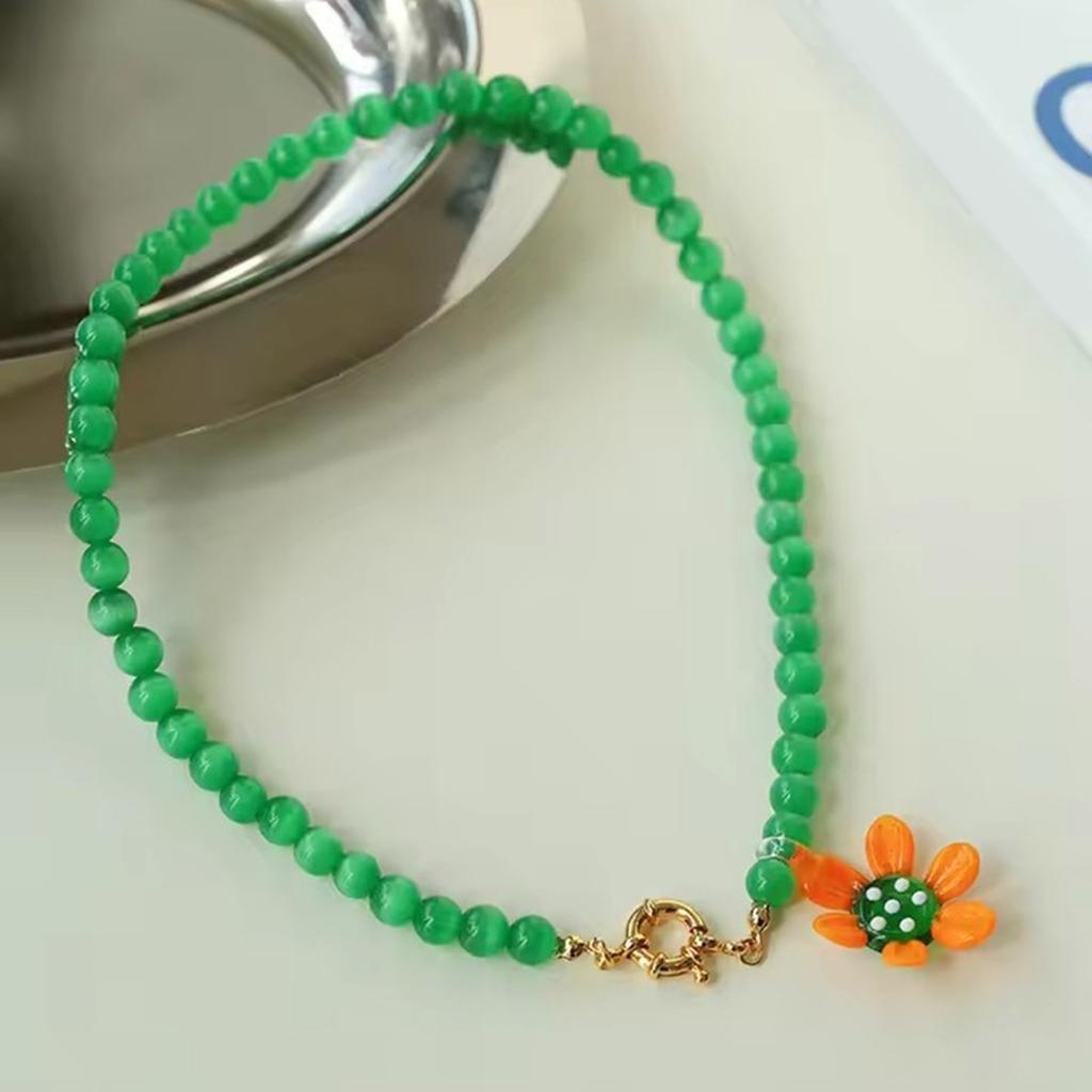 Unique Handmade Floral Designs Necklace Craft Of Sturdy Glass Portable Accessory for Art Loving Individuals Daily Use