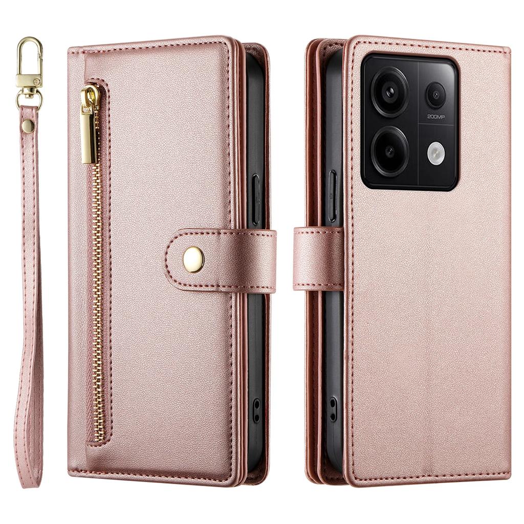 Crossbody Ledertasche für Xiaomi Redmi Note 15 14 13 12 Pro Plus 14C 13C A3 A5 Reißverschluss Lanyard Kartenfach Geldbörse Tasche Hülle