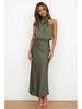 Elegant Satin Sleeveless Evening Dress - European & American Fashion