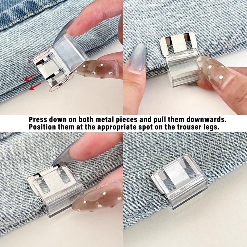10Pcs Acrylic Pants Length Adjuster Clip Invisible Trouser Pants Shortener Clip for Jeans Pants Trousers to Make Shorter