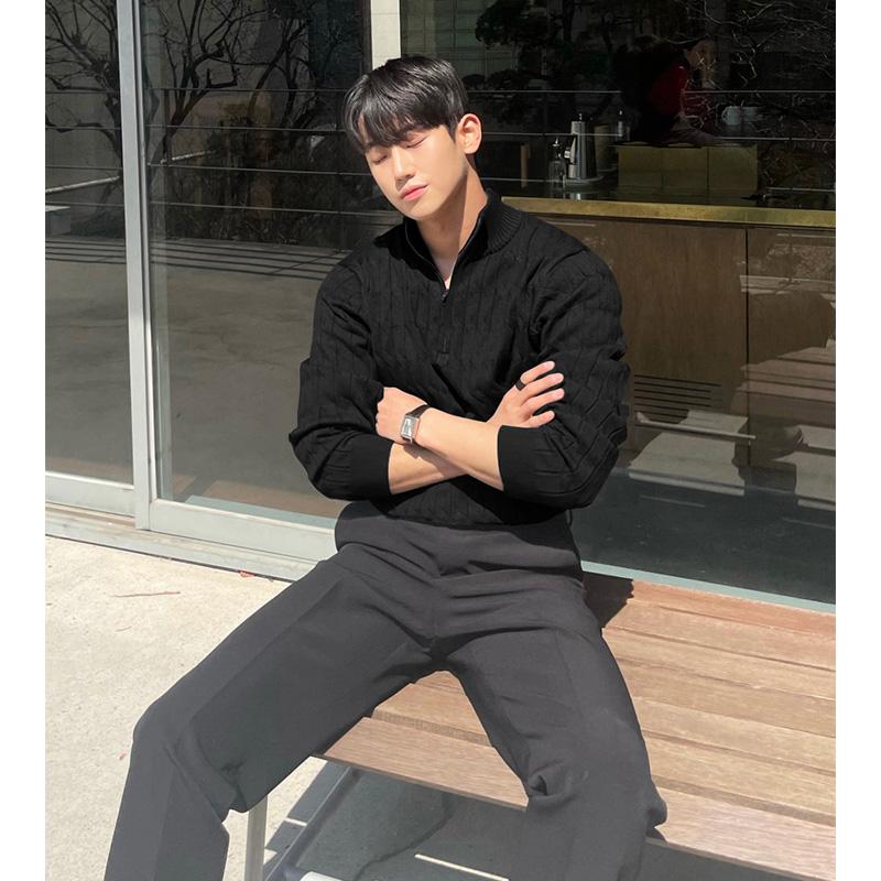 

Autumn and Winter Fashion Half-turtleneck Zipper Sweater Men s Pullover Long-sleeved Sweater All-match Top 3XL