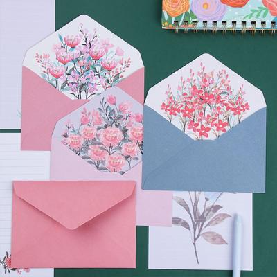 6 stk/sett Brevkonvolutter Sett Blomstermønster Papir Trykt Blomst Kjærlighetsnotat Skrivesaker Kontor Skole Fest Bryllup Festival