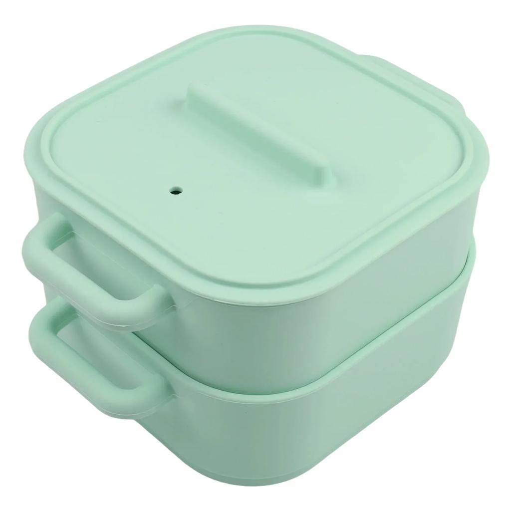 2 Pieces Silicone Microwave Steamer Bowls with Handle Oven Safe Food Storage Containers for Quick and Healthy Cooking