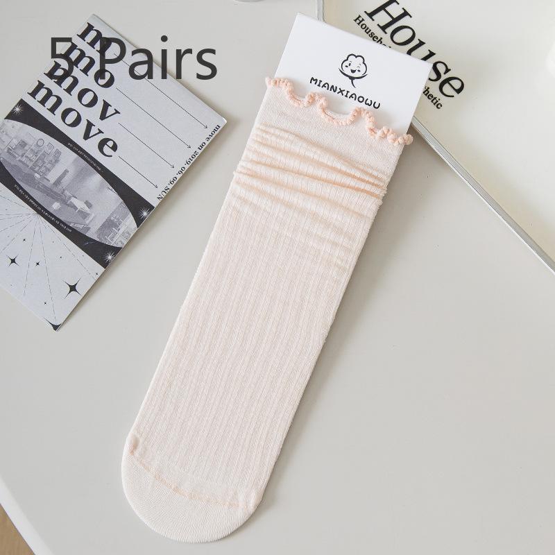 5 Pairs of Women's Summer Thin Deodorizing and Bacteriostatic Tube Stack Socks