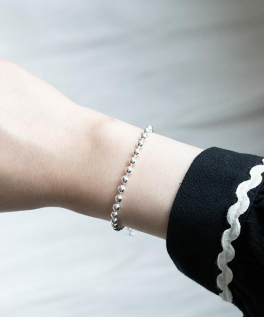 Alleun Silver 925 Ball Chain Long Bold Bracelet (Type B)