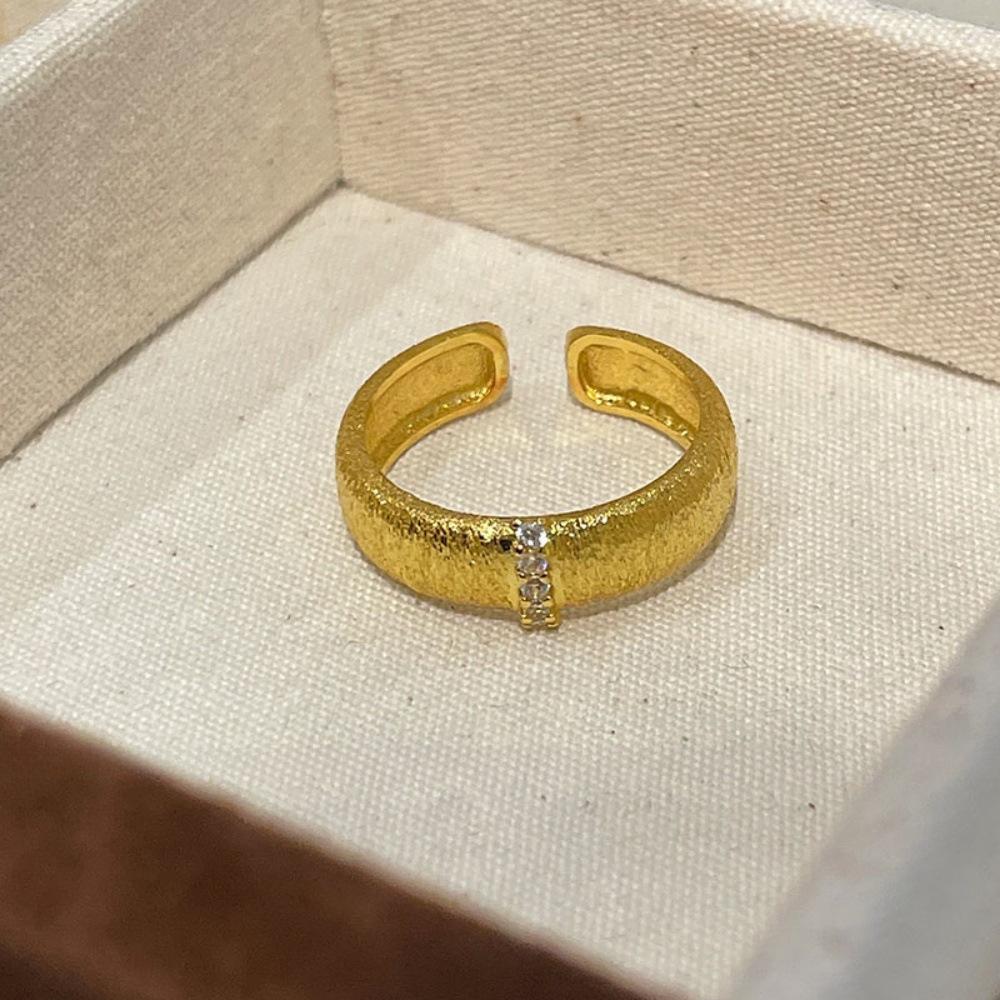 Li Luo Vintage Gold Gebürsteter 925 Sterling Silber Verstellbarer Damenring