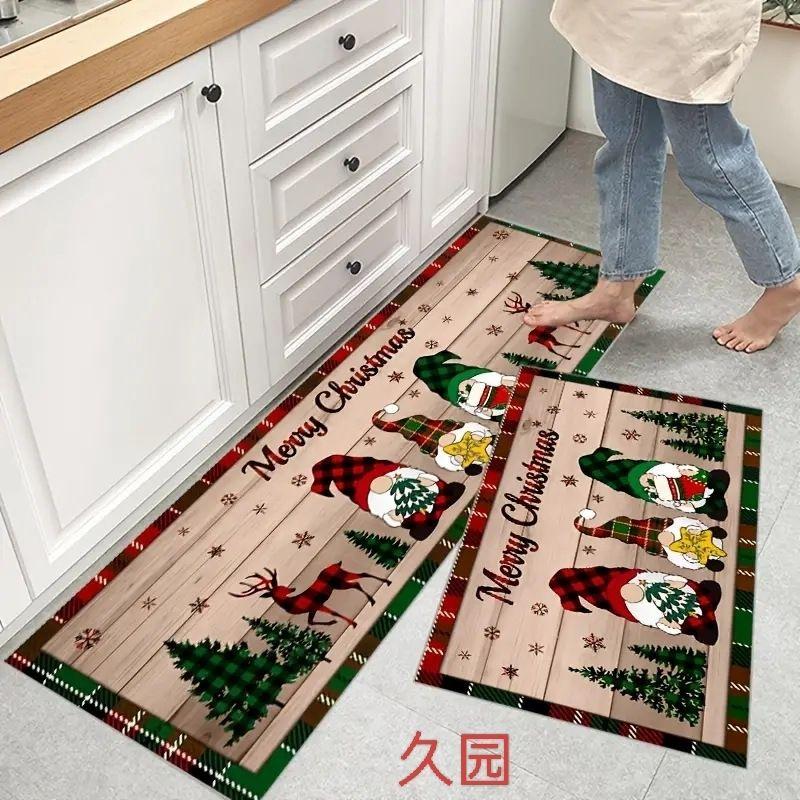 Christmas-Themed Diatomite Bathroom Rug—Non-Slip, Stain-Resistant Kitchen and Home Floor Mat