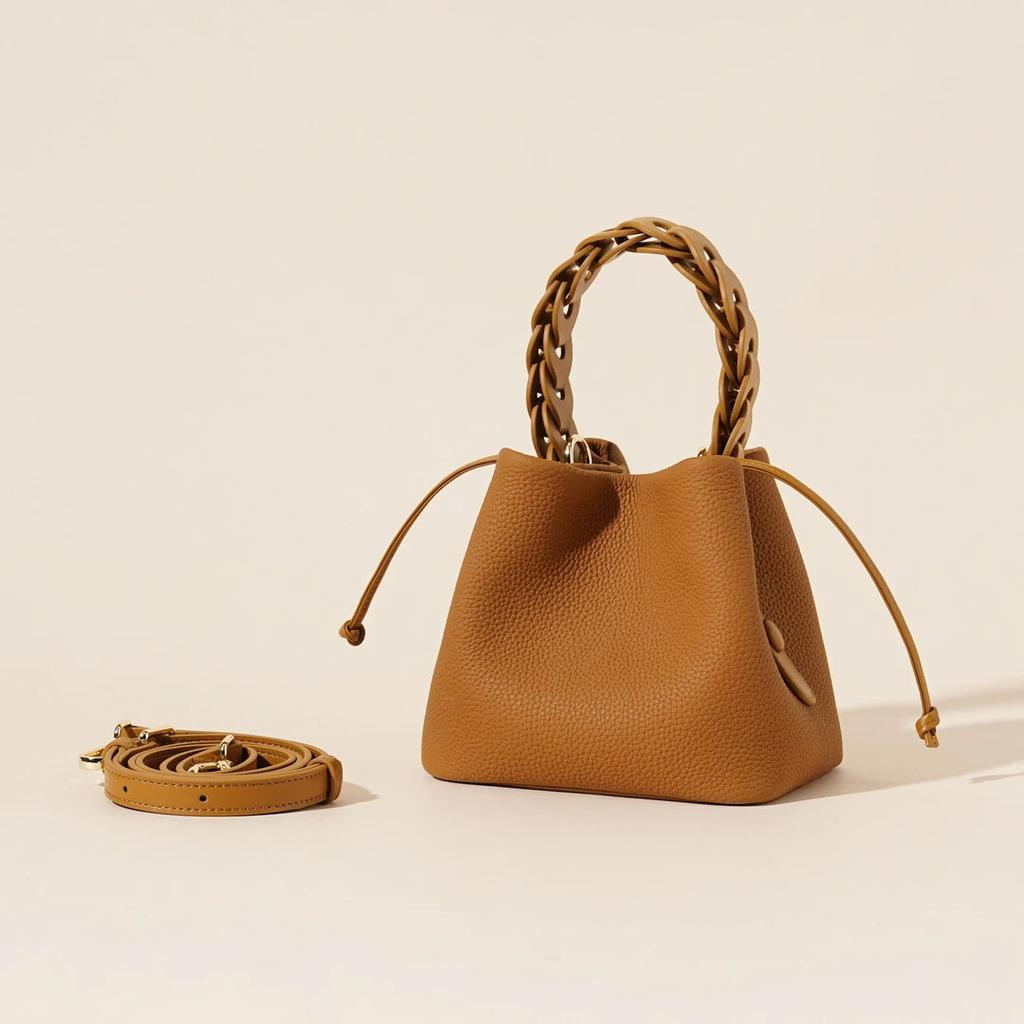 2025 Summer New Casual Versatile Handbag Genuine Leather Fashion Basket Bag Cowhide Crossbody Women's Bag Shoulder Bag
