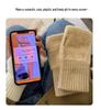 Women's Fluffy Plush Velvet Half-Finger Gloves - Thickened, Touchscreen Compatible, Cold-Proof for Autumn/Winter, Ideal for Students.