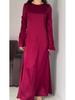 2024 Frühling Schlankmachendes Taillenband Einfarbig Langarm Maxi-Kleid