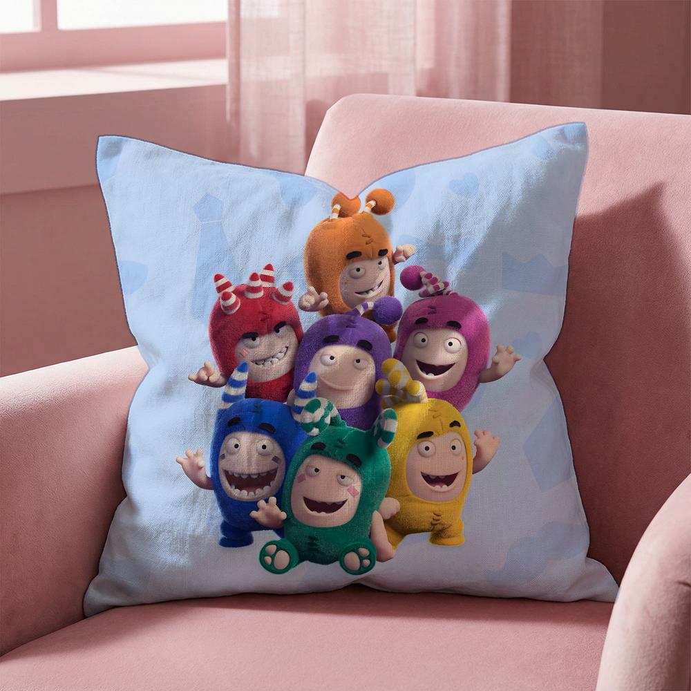 

Cartoon Oddbods Cushion Cover Multi-Scene Pillow Cover for Home & Car - Reversible, Soft & Durable for Daily Use 40cmx40cm