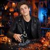 Creative Skeleton Figurine Halloween Party Skull Desktop Ornament Decorative Craftwork Motorcycle Rider Design for Home Office Display