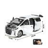 1/18 Scale Toyota Alphard MPV Diecast Metal Model Car with Sound & Light, Perfect for Gifts and Collections (White)