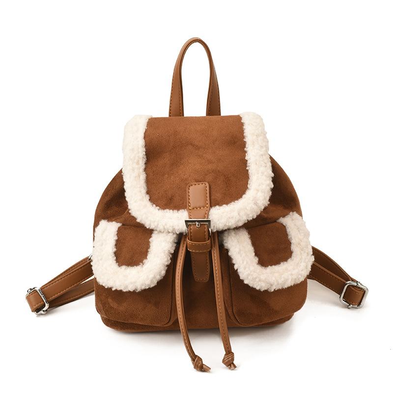 Schoolbag Wholesale Hot Sale Korean Version of Fashionable Backpack Splicing Texture Handbag Women's Casual Backpack Student Schoolbag New