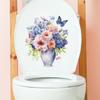 Flowers and Leaves Vase Toilet Stickers Bathroom Home Decoration Wall Stickers