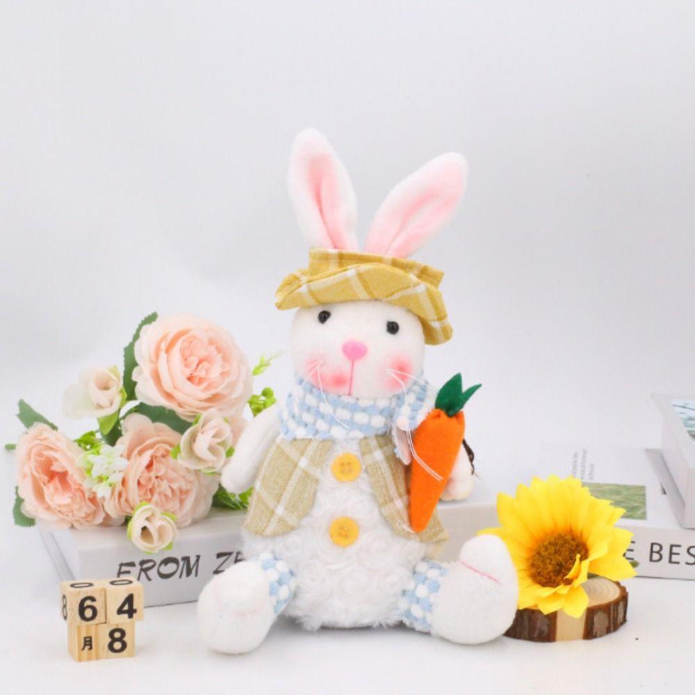Creative Easter Plush Bunny Ornament Cartoon Easter Rabbit Doll  Party Scene Prop