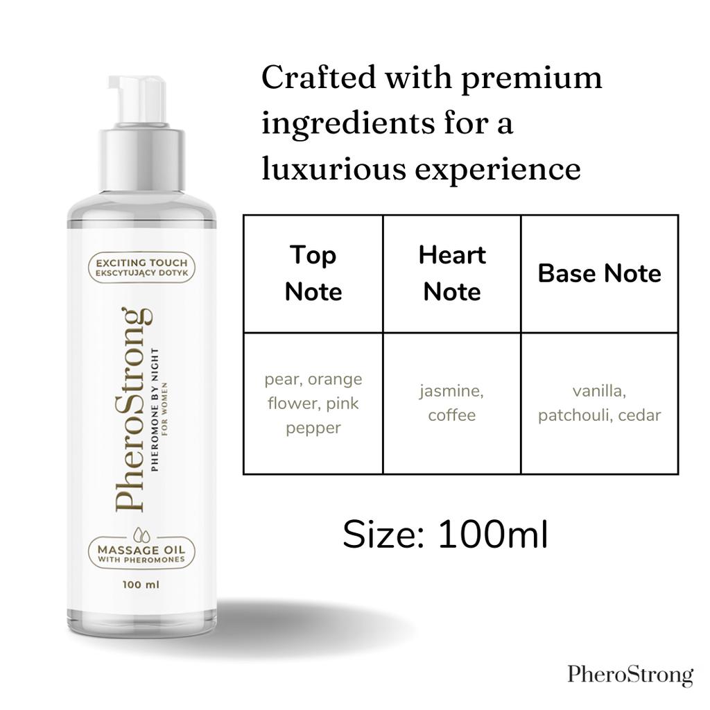 PheroStrong By Night Massageöl für Frauen – Begeistert Männer mit Pheromonen – 100 ml