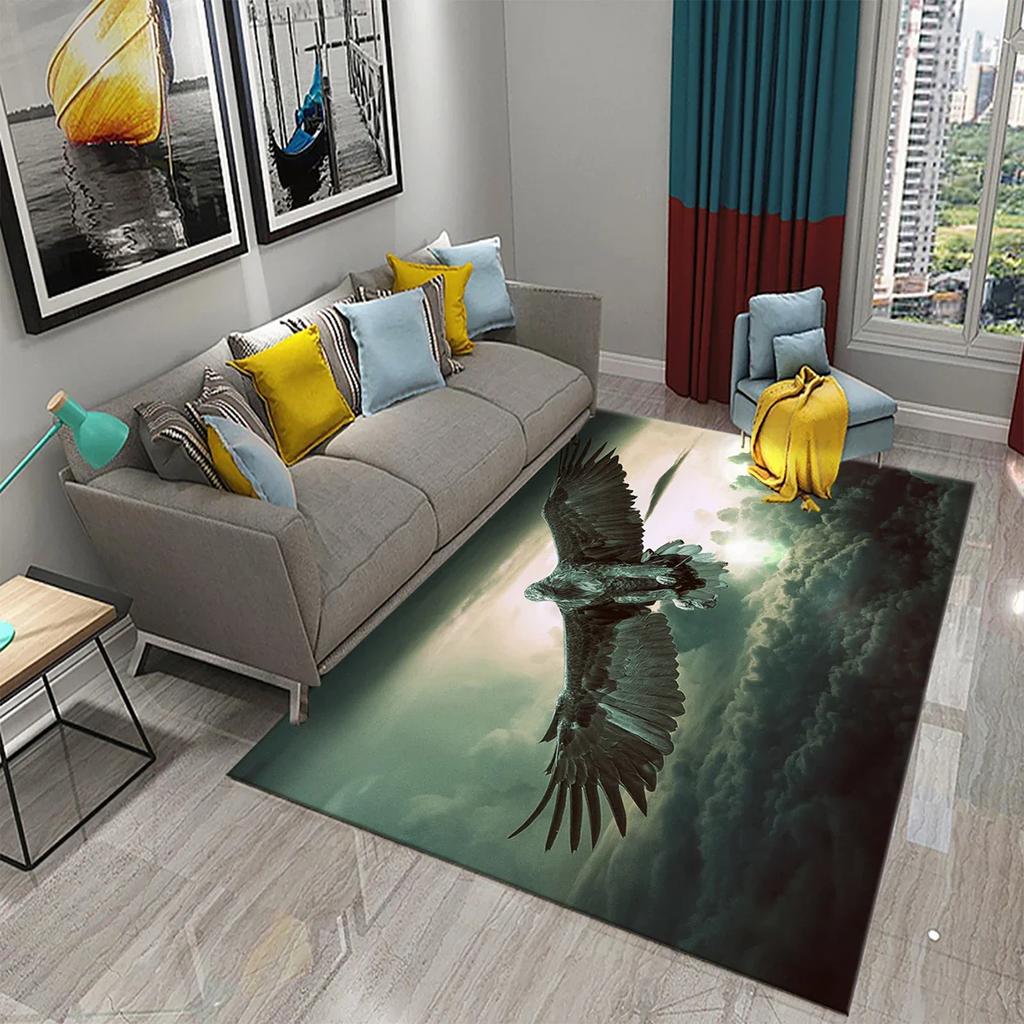 Dywan z Orłem 3D Dywan ze Wzorem Drapieżnego Zwierzęcia Dywan do Salonu na Sofę Dywan do Łazienki Antypoślizgowy Dywan do Sypialni Dywan do Kuchni Dekoracyjne Dywany Strefowe