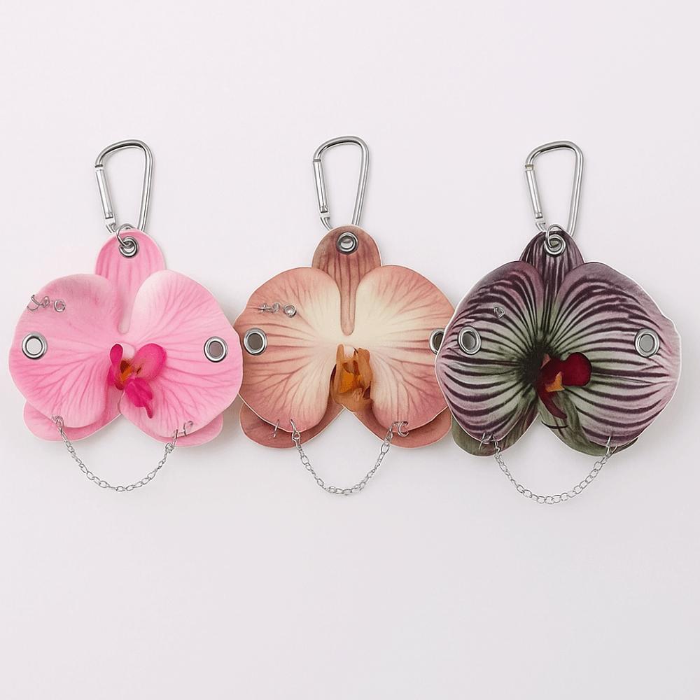 Rivet Phalaenopsis Orchid Keychain Phone Charms Bag Pendant Imitation Flower Pendant Bag Ornaments