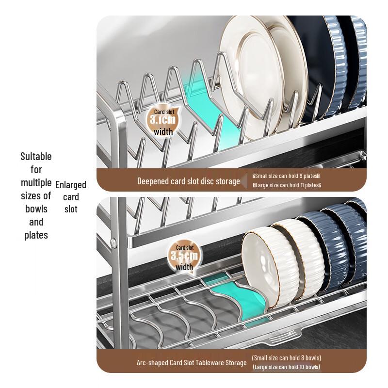 Doppellagiges Geschirrtrockengestell aus Edelstahl