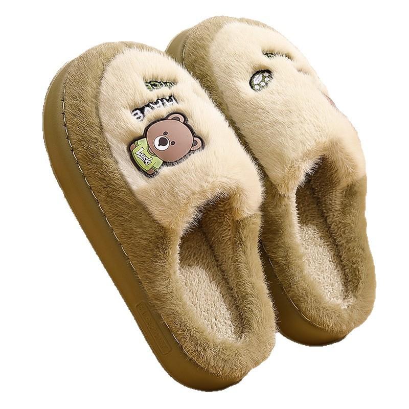 Cotton slippers men's winter new couple indoor home non-slip thick bottom warm plush cute cartoon cotton drag women winter