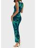2024 Women's Floral Ruched Mesh Bodycon Dress - Sleeveless, Round Neck