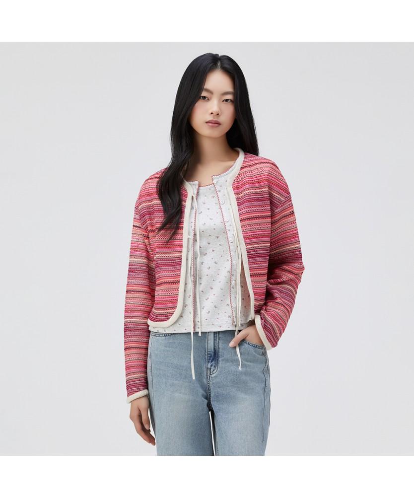 THURSDAY ISLAND Striped Tie Blouse_T262Mbl132W