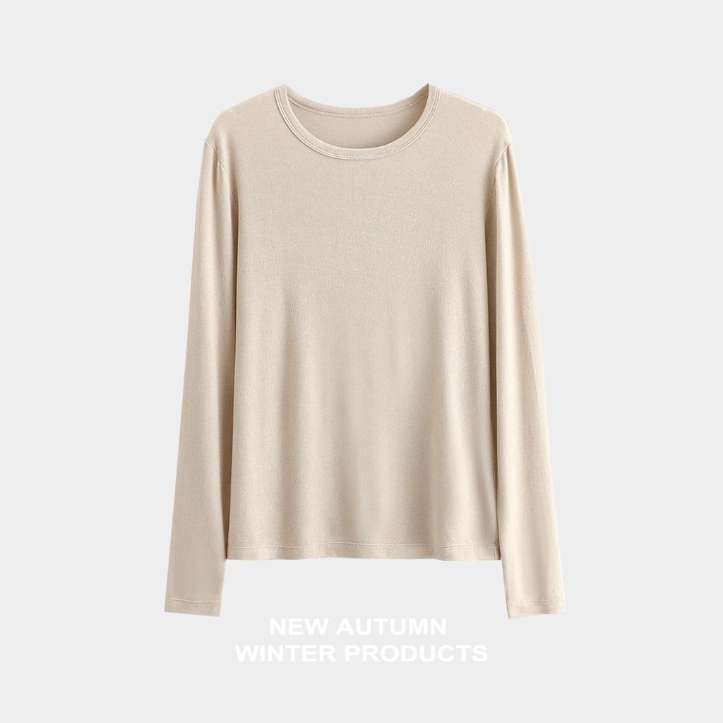 Sous-couche à manches longues et col semi-haut en Tencel pour femme, Collection Automne/Hiver 2024 - Épaisseur moyenne, Coupe ample.