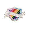 Contemporary Rainbow Letter Brooch Trendy Shield Shape Metal Badge Colorful Pin Fashionable