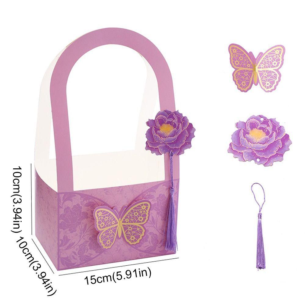 3pcs Portable Butterfly Flower Arrangement Box Paper Bouquet Wrapping Box  Valentine's Day Gift