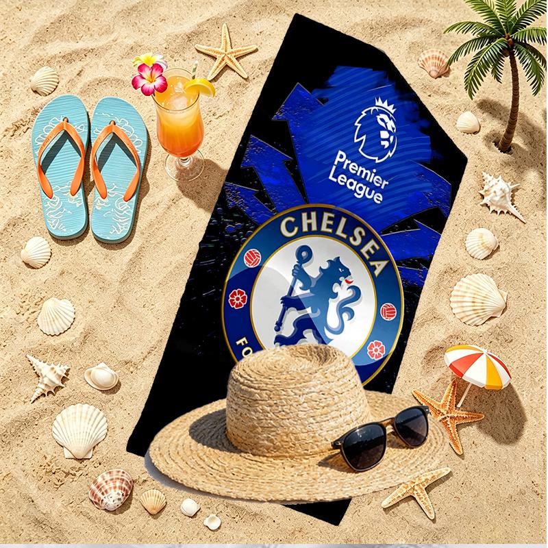 Football Club F.C Print Beach Towel, Versatile Lightweight Absorbent Beach Towel for Pool Surf Yoga Bathroom, Perfect Birthday Holiday Gift