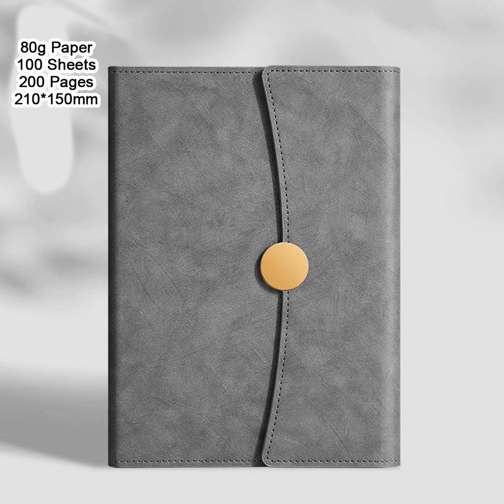 A5 Leather Buckle Notebook, Lined Pages, Business Meeting Record Book, Notepad, Student Diary, Travel Log, 100 Sheets, 200 Pages
