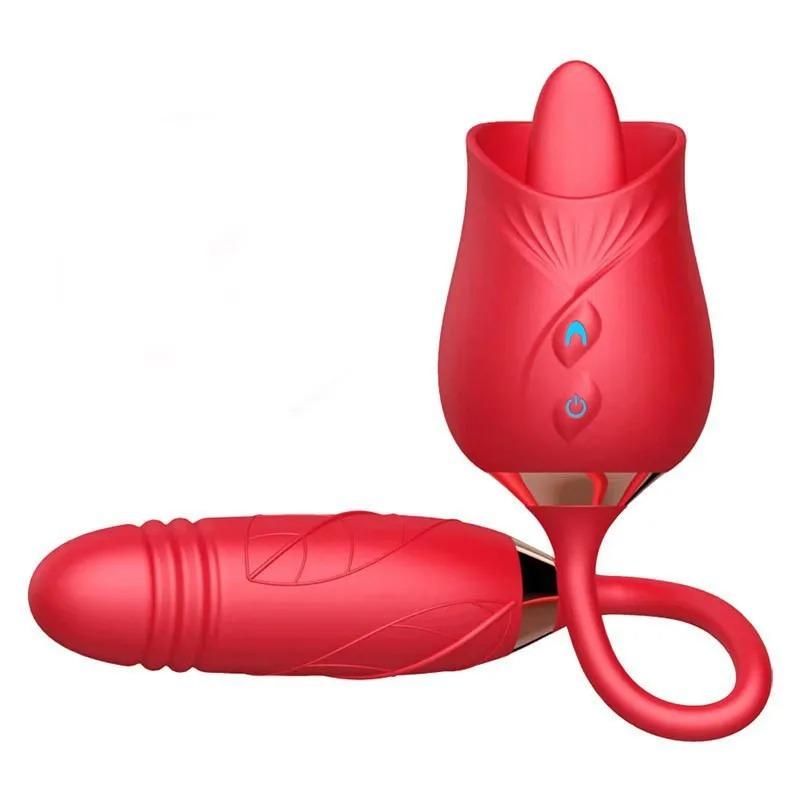 Women Vibrator Powerful 3 In1 Rose Sucker G-Spot Vagina Licking Stimulator Dildo Clitoris Massager Masturbator Sex Toy for Women