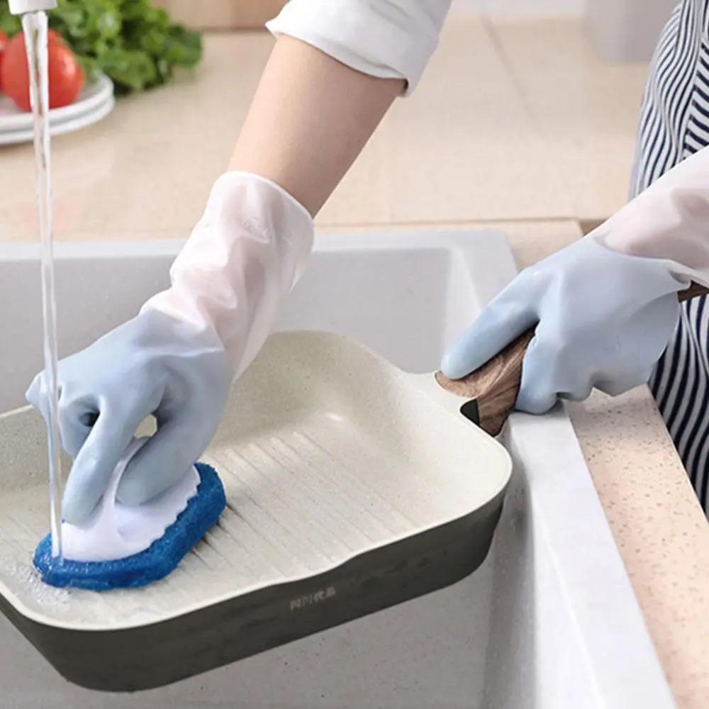 Anti-slip Kitchen Dishwashing Gloves PVC Rubber Gloves New Household Cleaning Gloves