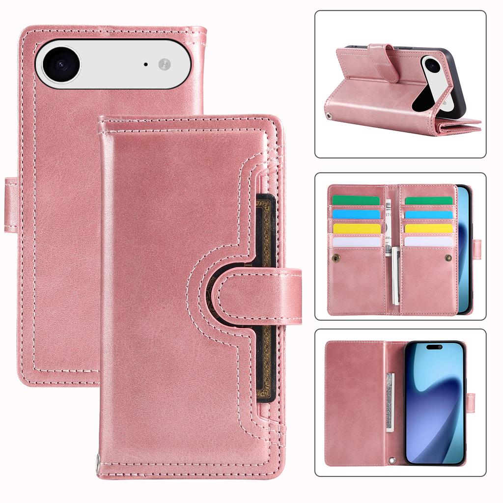 For iPhone Air Case Split Leather Magnetic Wallet Phone Protector with Wrist Strap