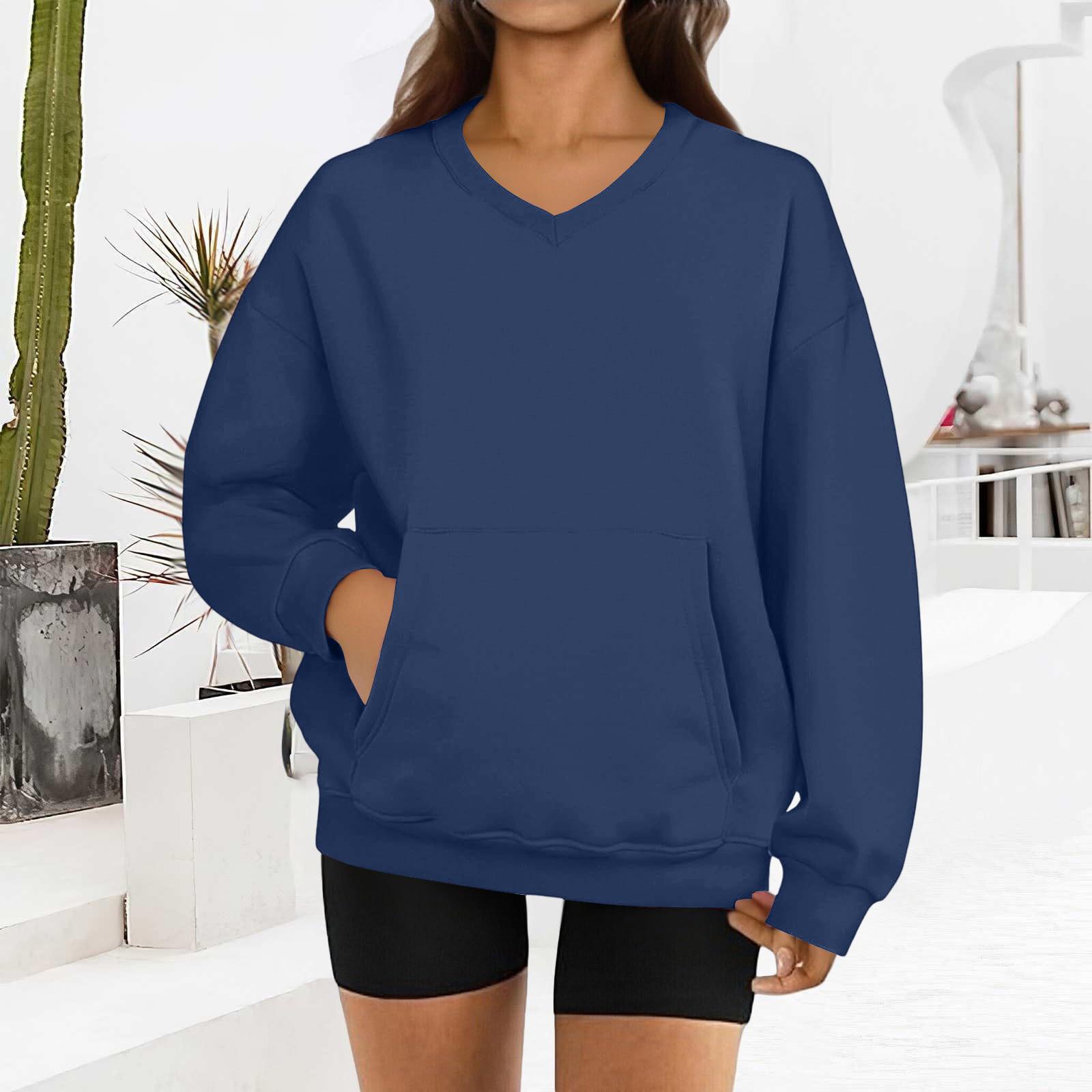 

Women s Fashion Solid Color Long Sleeve V-Neck Sweatshirt S