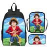 Set Zaino 3 Pezzi Stampato One Piece Cartone Animato Pirata Blu Marinaio Zaino Scuola Elementare Grande Capacità Resistente all'Acqua Zaino per Bambini