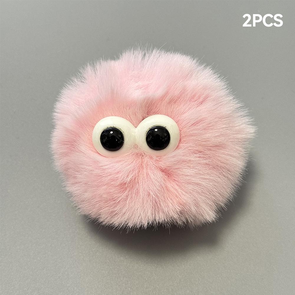 2Pcs Car Motorcycle Helmet Decoration Soft Plush Ball with Big Eyes For Motocross Full Face Off Road Helmet Sticker