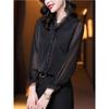 Elegant Women Chiffon Shirt Korean Blouse Office Lace Mesh Long Sleeve Ruffles V NeckTops Casual Vintage Pullovers Blusas