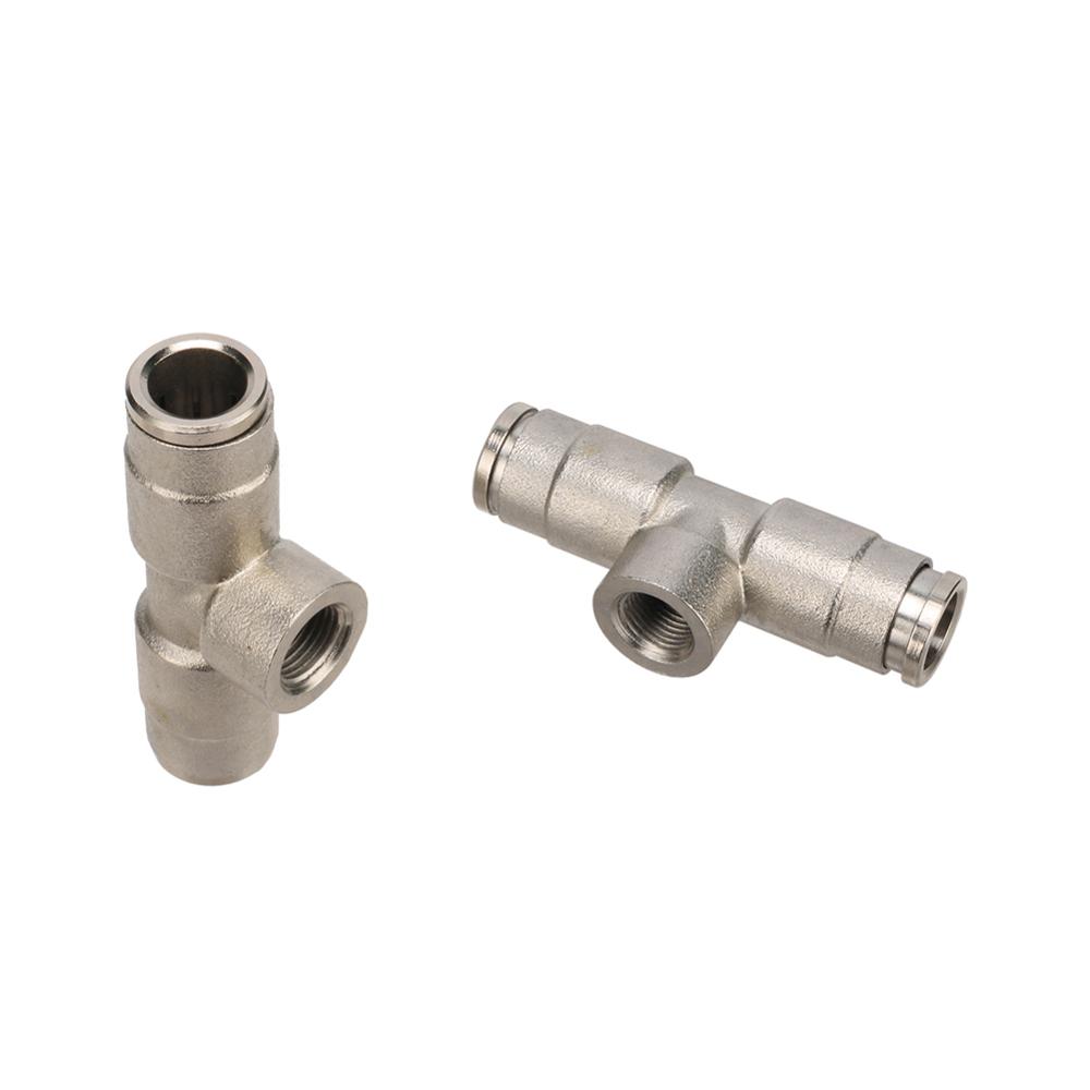 3/8" Slip-lock Tee Connector 1/8" Female Thread Atomizing Nozzle Adapter 9.52mm Pipe Hose Copper Pipe Fitting 1 Pc