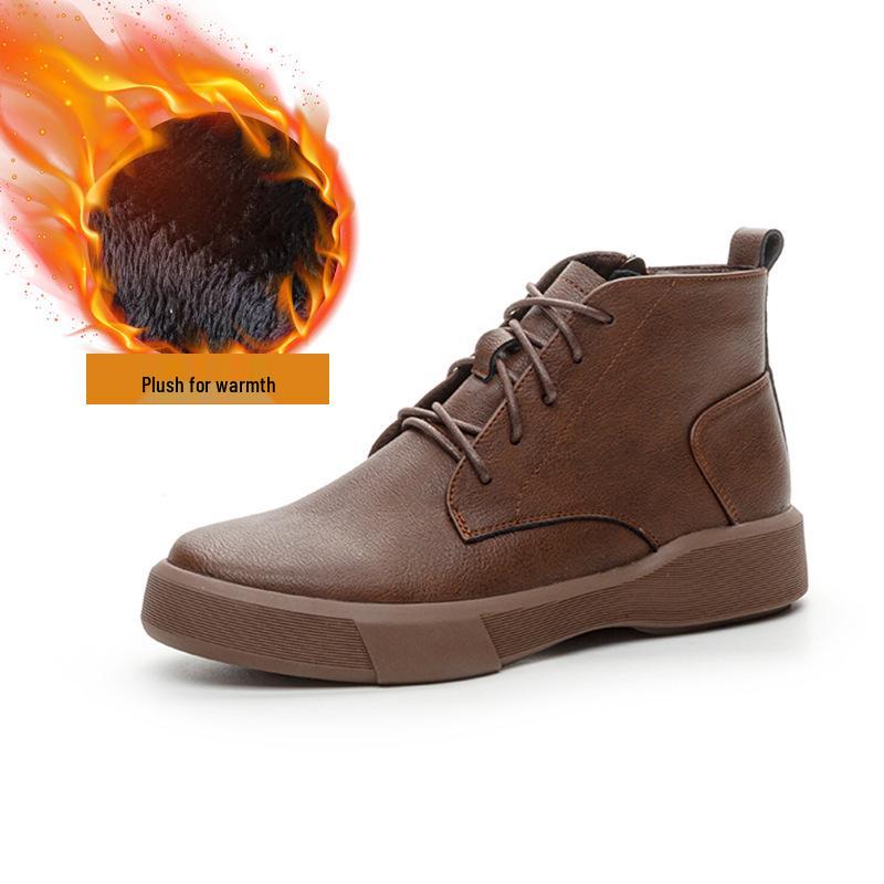 

Женские ретро ботинки Мартин из натуральной кожи с флисовой подкладкой, на толстой подошве, с круглым носком, низкие, дышащие ботильоны в коричневом цвете для весны, осени, зимы. 42