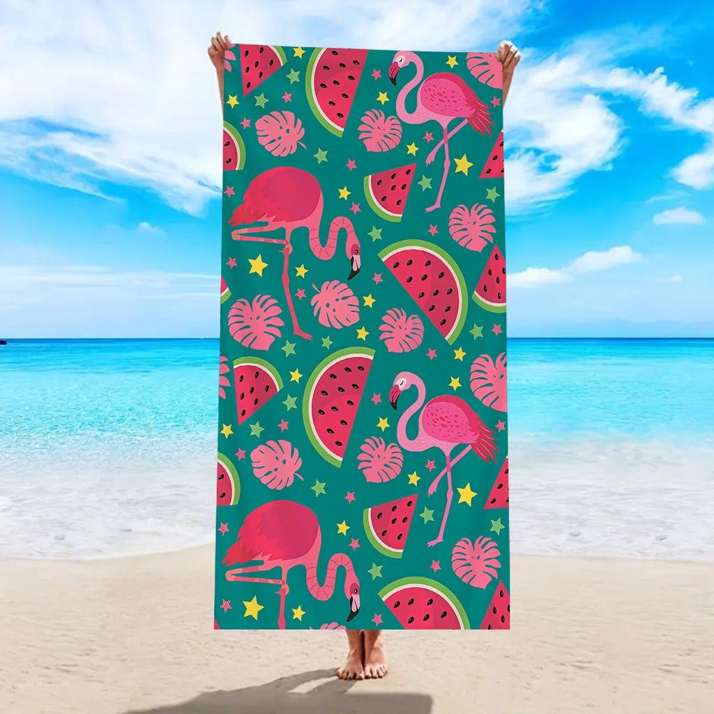 Cute Summer Watermelon Print Beach Towel Quick Dry Sand-Free Absorbent Lightweight Beach Blanket for Beach Vacation