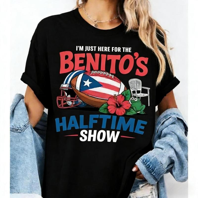 

Bad Bunny x Super Bowl Rugby graphic 100cotton unisex shirt 2026 Summer New Oneck Unisexs Y2k retro Short Sleeve Tshirt fan gift S