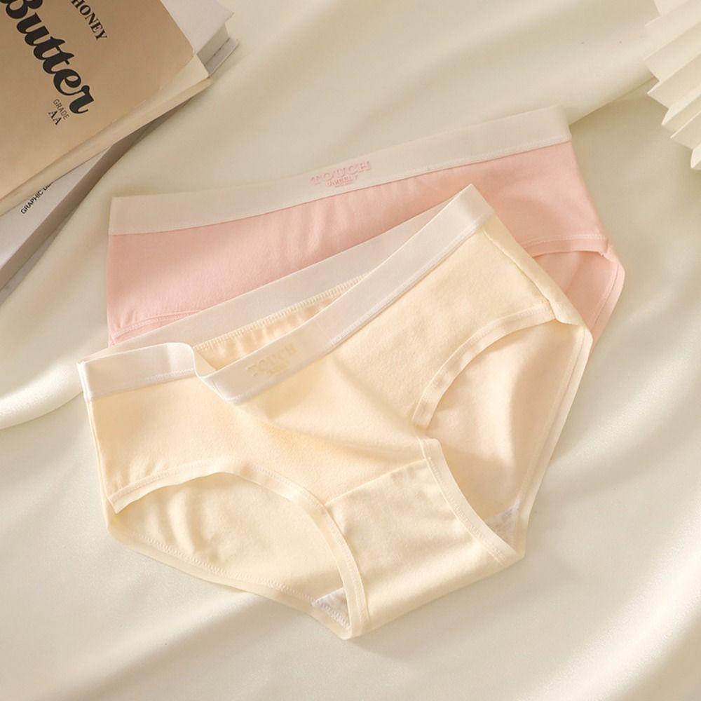 5PCS Cotton Crotch Simple Solid Briefs Thin Women's Underpants Sweet Mid Waist Panties  Gifts