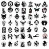 50 Cartoon Black and White Witch Doodle Stickers Decorate Guitar Notebook Suitcase DIY Waterproof