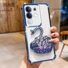 KEYSION Shockproof Plating Phone Case for VIVO Y29 4G Clear Soft TPU Glitter Jewelled Swan Kickstand Back Cover for IQOO Z10X 5G