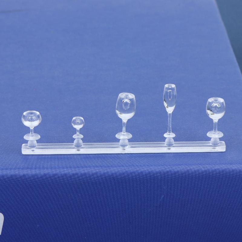 Miniatur-Weinglas und Flaschen-Set 1:12 Maßstab Puppenhaus Zubehör Transparent Mini Barware Modell Für Puppenhaus Bar Dekoration