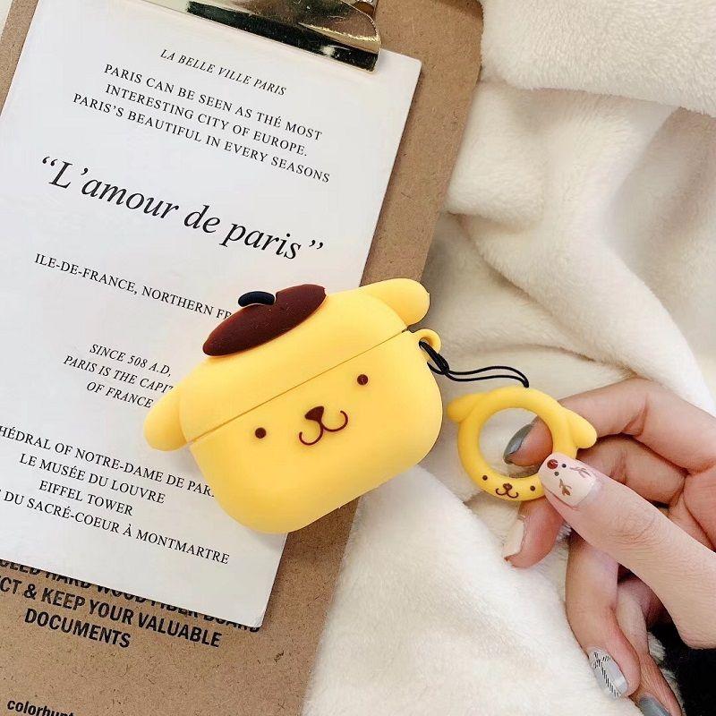 3 Pieces 19.9 Yuan Optional Pom Pom Purin AirPods Pro3 Protective Case Silicone 1/2/3 Generation Apple Wireless Bluetooth Earbuds Case Sets Ins Female