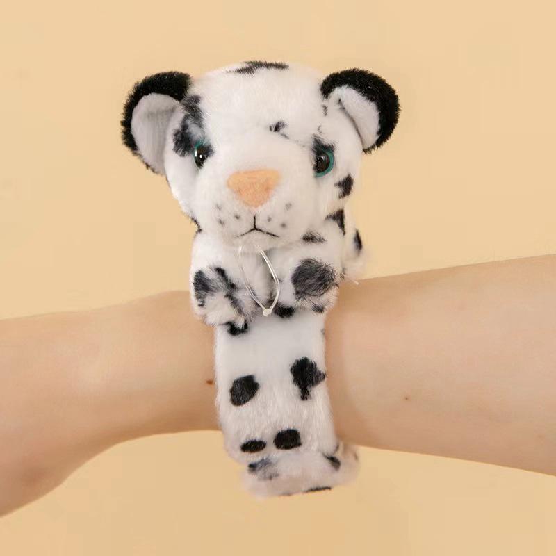 Tiger & Raccoon Plush Snap Band Bracelet - Cute Kids' Zoo Animal Wrist Accessory with Small Pendant
