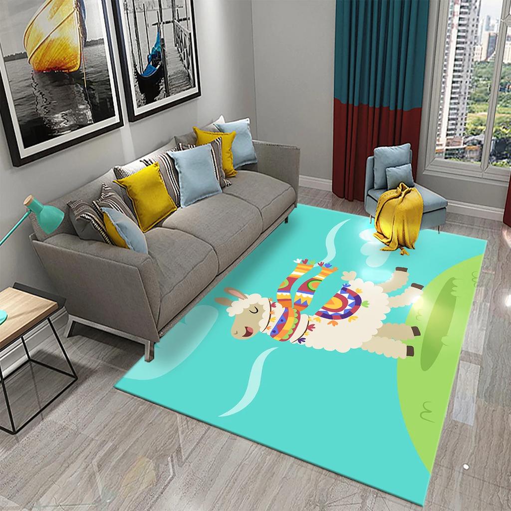 Cartoon Alpaca Carpet Funny Animal Area Rugs for Living Room Doormat Bedroom Bathroom Non Slip Floor Mat Children Crawling Rug